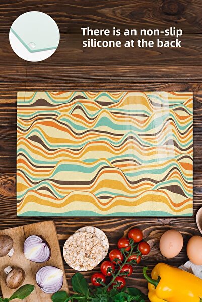 Postifull Vintage Glass Cutting Board, Thick And Unbreakable Glass, Chopping Board, Kitchen Presentation Board - 21*30cm