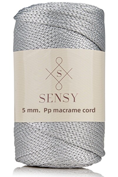 SENSY 5 مم - 400 جرام خيط بوليستر مكرامية رمادي فاتح 95 متر خيط بوليستر مكرامية حبل إضافي وخيط حقيبة
