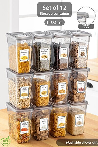 Meleni Home 12-Piece Food and Pulses Storage Set - with Leak-Proof Lid, 1100 ml Capacity