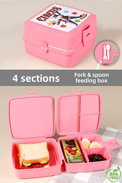 Meleni Baby 2 Tiers Pink Children's Lunch Box - Student School Food Carrying Container