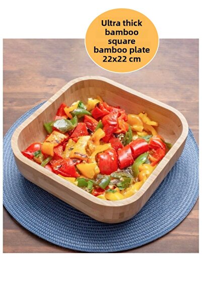 BRE HOME Luxury 22 cm Bamboo Rectangular - Ultra Thick Plate, Pitting Depth 7 cm