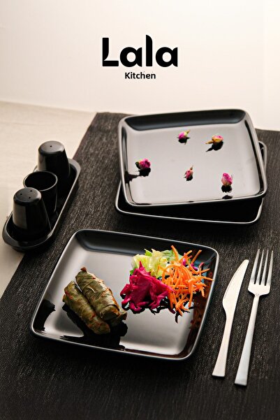 Lala Mutfak Gözde Square Serving Plate - Set of 3 (20 cm - Stylish, Durable, Cake, Dessert, Presentation Plate)