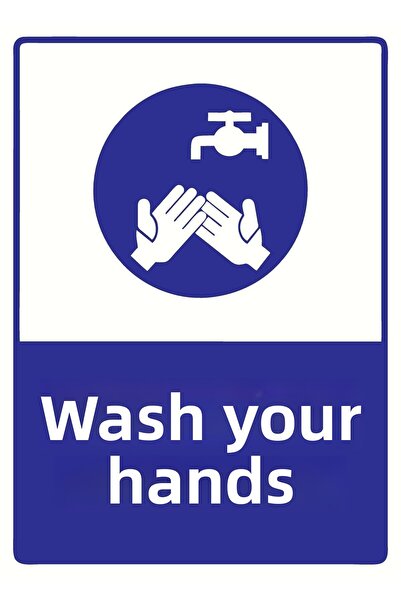 ZiPrinter غسل أيديك لافتة تحذيرية من مادة PVC مقاس A3 30x42 سم