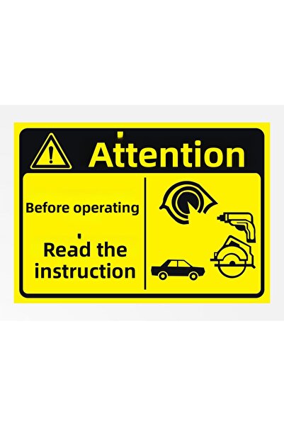 zafrakreklam Caution Read the Instruction before Operating 24X34Cm Pvc Sign B...