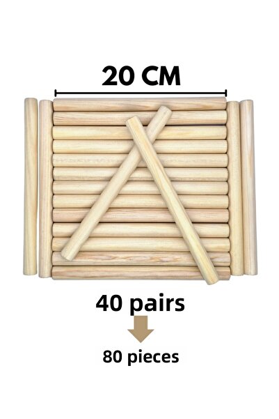 Gökmen Oyuncak عصا إيقاع خشبية 40 زوجًا 80 قطعة