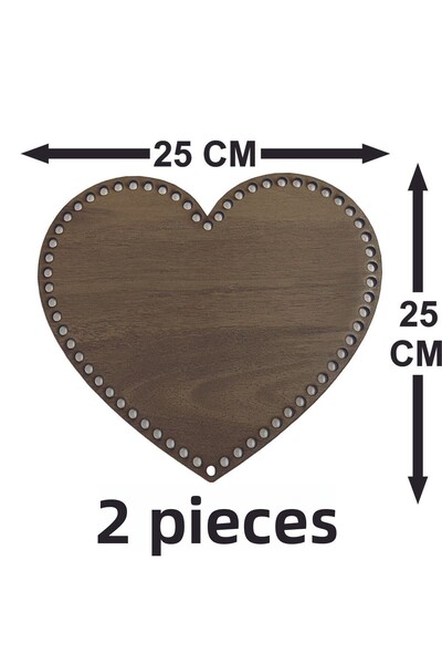 şamaksesuar 25 cm Light Oak - 3 mm Mdf Wooden Basket Tray Base (Heart) 2 Pieces