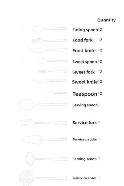 Hisar Mercury Plain Fork Knife Spoon Set 89 Pieces