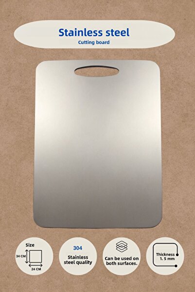 Genza (304) Quality |   Stainless Steel Cutting Board |   Antibacterial |   H...