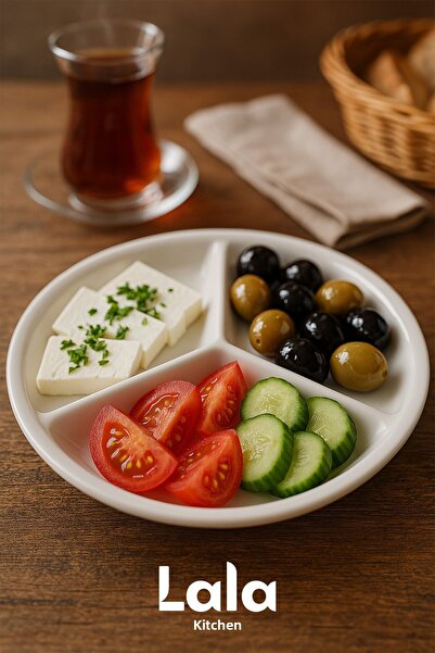 Lala Mutfak Gözde 3 Compartment Service Plate – Breakage Resistant (Ø 23 cm)