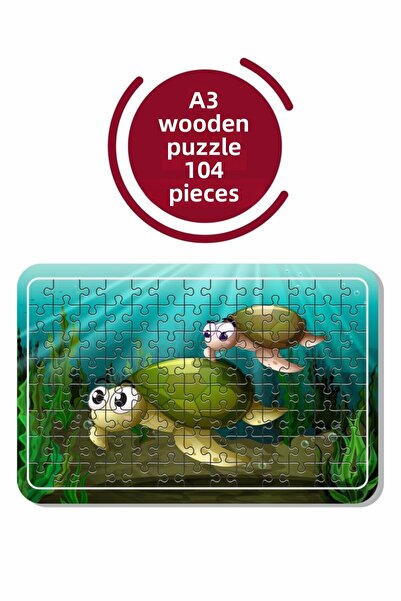 Baskı Atölyesi لغز السلاحف A3 104 قطعة، لعبة، منشار تركيب