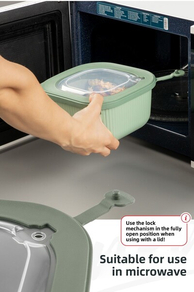 Vienev 6-Piece 2X(600-1100-1800 ml) Special Storage Containers Set with Vip Lid Suitable for Microwave and Freeze Green