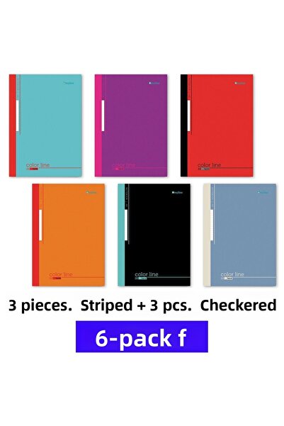 Etika دفتر ملاحظات مدرسي مقاس A4 مكون من 6 قطع 60 yp. 3 خطوط مخيطة + 3 مربعات