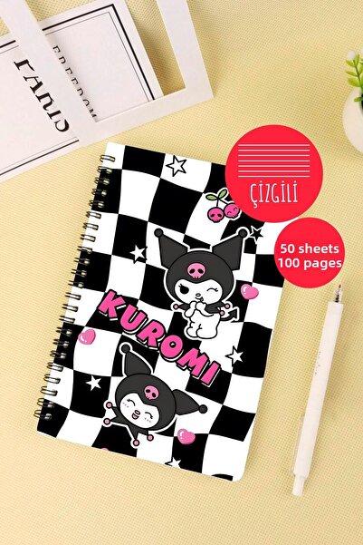 Anime Marketi Checkerboard Kuromi Design A5 Spiral School Notebook 50 Sheets 100 Pages - Ruled