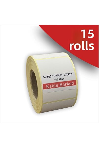 Kalite Barkod ملصق حراري 50x40| 15 لفة من ملصقات الباركود