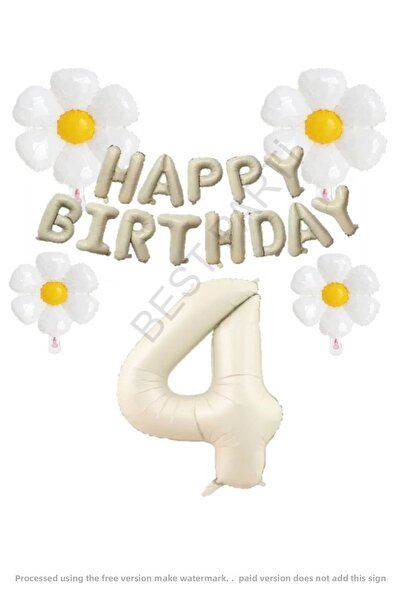 BEST PARTİ DOĞUM GÜNÜ PARTİ SÜSLERİ مجموعة عيد ميلاد سعيد باللون البيج ومجموع...