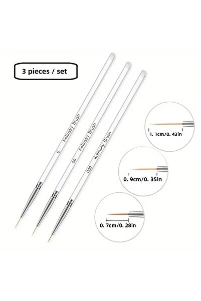 Sanathobi مجموعة فرش ذات رؤوس شفافة ورقيقة - أظافر ونمط، فرشاة ذهبية - 3 قطع