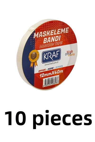 KRAF 10 bucăți bandă de mascare 12 mm x 40 metri bandă de hârtie