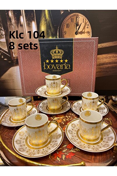 LOKMAN ZÜCCACİYE SHOWROOM Bovaria 24K Gold Emboss Handmade Set of 6 Cups M3