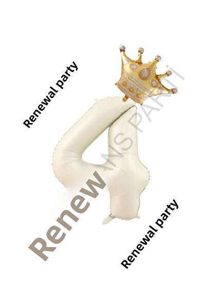 RÖNESANS PARTİ مجموعة بالونات فويل رقم بيج وKing Crown لعمر 4 سنوات