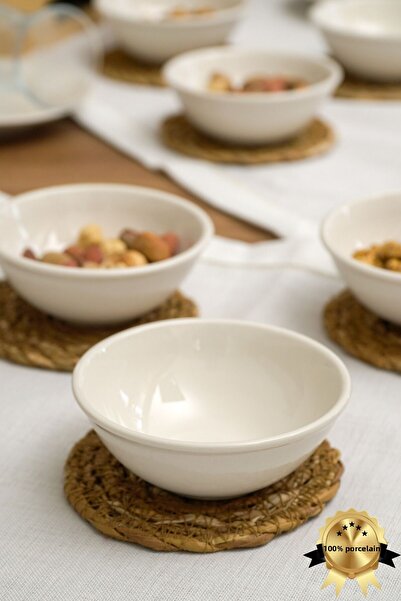 Heda Porselen 6-Piece Dream Porcelain Breakfast Presentation Snack Bowl Set - 10 Cm, Off White