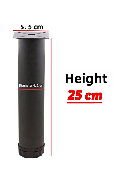 Badem10 Mobilier reglabil Canapea Baza Fotoliu Suport metalic Picior 25 Cm Picioare negre (4 buc.)