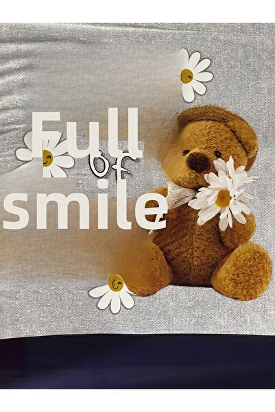 Gönülden Tasarım 16x15 cm Tricou imprimat cu aplicație scrisă Ursul margarete...