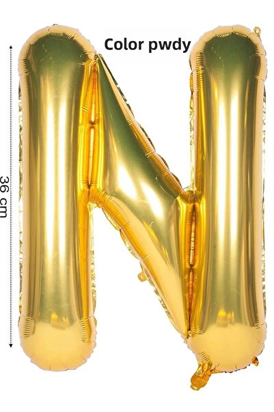 renk party Gold Color 36 cm N Letter Helium Balloon - Foil Balloon