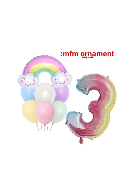 MFM Set de baloane din folie colorate cu cifre de 3 ani pentru ziua de nastere