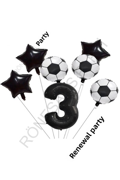 Generic Brand Star Number Football Ball Patterned Foil Balloon Set Age 3
