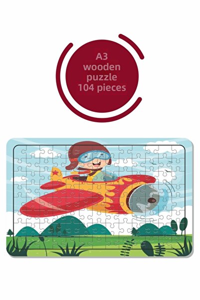 Baskı Atölyesi لغز أنا أطير بالطائرة A3 مكون من 104 قطعة، لعبة، منشار قطع