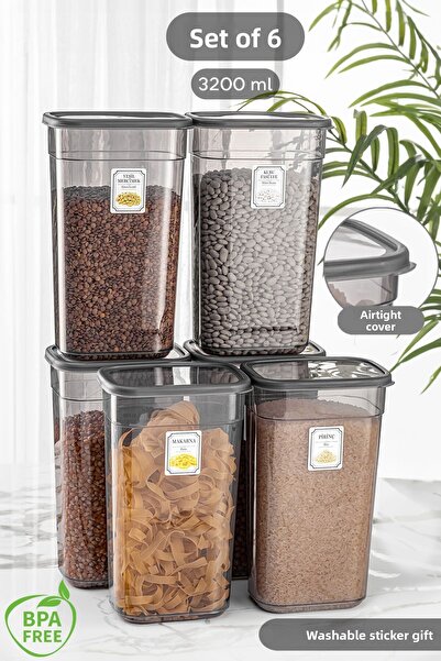 Meleni Home 6-Piece Daisy Jumbo Size Label Rectangular Storage Container Set Microwave and Freezer Compatible 6x3200 ml