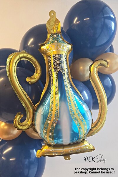 PEKSHOP إبريق من رقائق الفويل لتزيين رمضان، إبريق شربات رمضان، بالون رمضان