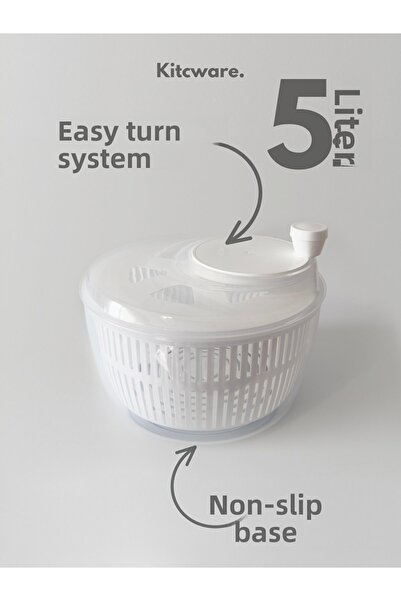 Kitcware مجفف للسلطة والخضروات، مجفف سريع عملي، مجفف سلطة، حجم كبير - 5 لتر