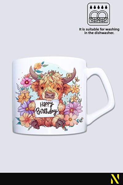 nilizma Happy Birthday Cute Cow Mug Cup Mug 225 ml