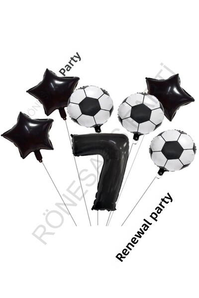 Generic Brand Star Number Football Ball Patterned Foil Balloon Set Age 7