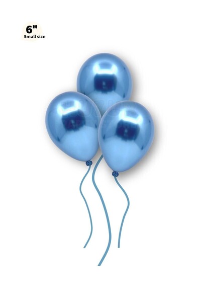 Huzur Party Store بالون كروم صغير الحجم صغير الحجم باللون الأزرق 10 قطع 6 بوص...