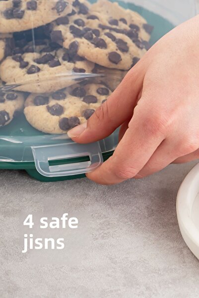 Porsima 1093 Round Cake Pastry Pastry Storage Container - Carrying Jar with Lockable Lid 25 cm