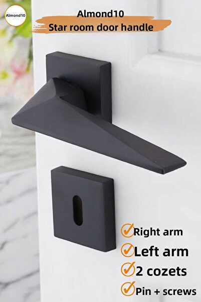 Badem10 (1 SET) Mâner de ușă pentru cameră în formă de stea, cu blocare, cu i...