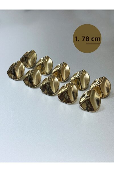 aensia Χρυσό Πτυσσόμενο Μεταλλικό Κουμπί 1,78 CM 10 Τεμάχια