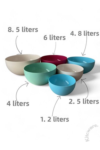 Kitcware Set of 6 Large Size Round Bowl - Salad, Fruit Vegetable and Serving Bowl, Dough Basin