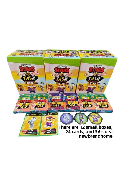 Emrah Gültekin Brawlstars 2024 أحدث الشخصيات (12 صندوق صغير، 24 بطاقة، 36 تاس...