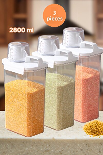 grimorlife 3 قطع تخزين مانعة للتسرب حاوية تخزين الحبوب والشاي والقهوة - 2800 مل