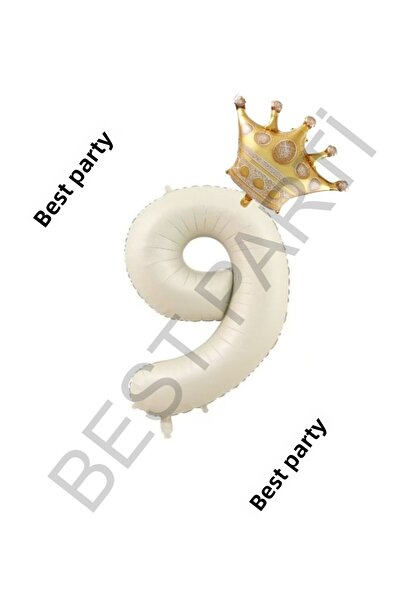 BEST PARTİ DOĞUM GÜNÜ PARTİ SÜSLERİ Beige Number and King Crown Foil Balloon ...