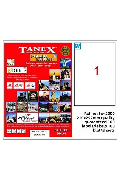 Tanex Ετικέτα λέιζερ 100 φύλλα 210x297 χιλ. Ετικέτα λέιζερ με ευθεία άκρη