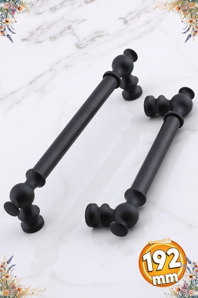 Badem10 Arya (PREMIUM) 192 mm Mobilier din metal negru Sertar de bucătărie Dulap Ușă dulap 192 mm Mâner