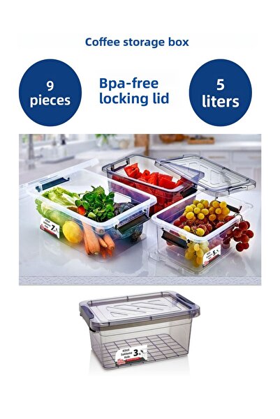 Loremp Breakfast Storage Container Storage Box Breakfast Ziplock Storage Box 6 Pieces 5 Lt Bpa Free