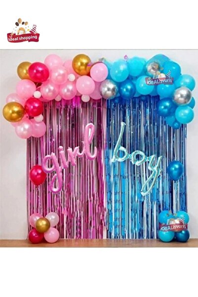 Bkmc Set de lux pentru petrecerea genului cu scris oblic și balon din folie