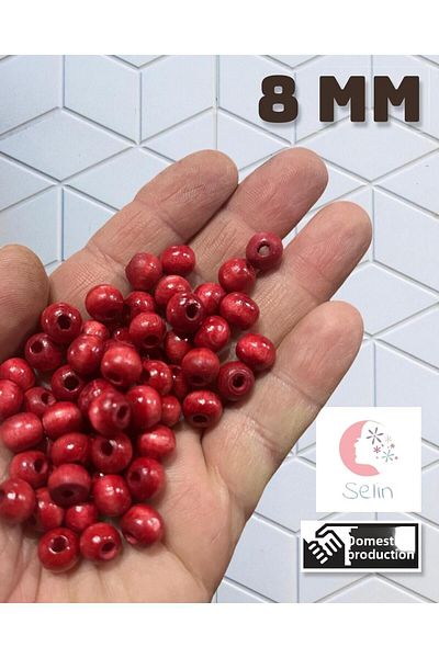 Selin Ξύλινη χάντρα 8 mm 100 gr (μέση. 390-430 Τεμάχια ) Κόκκινο