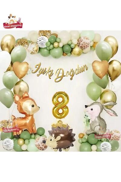 Bkmc Σετ γενεθλίων Ceylan Rabbit Hedgehog Gold 8 ετών με αλυσίδα με πράσινο λ...