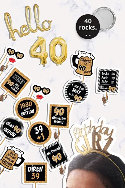 PEKSHOP مجموعة حفلات عيد الميلاد الذهبية Hello 40 Years Concept
